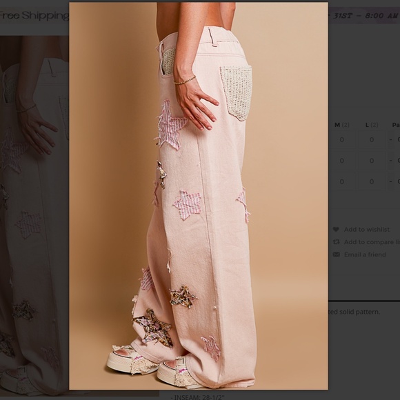 POL 🩵 216 POL Star Patched Jean Pants in Mauve SR36 - Picture 2 of 5